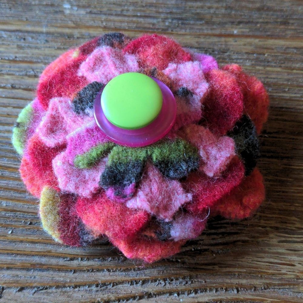 ⭐3 for $20⭐ Upcycled Felted Wool Flower Pin - Picture 3 of 6